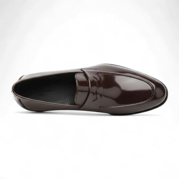 Dolcetto Mens Brown Patent Faux Leather Formal Penny Loafers