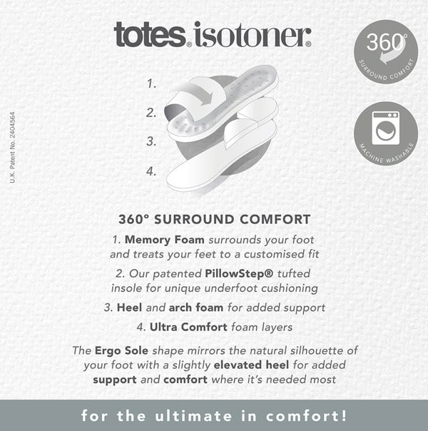 Totes Isotoner SWEPT BACK POPCORN MULE Mens Mule Slippers Grey