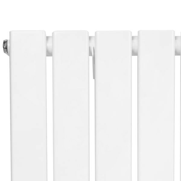 Flat single column radiator in sleek white finish, featuring smooth, flat panels and visible valve for easy installation