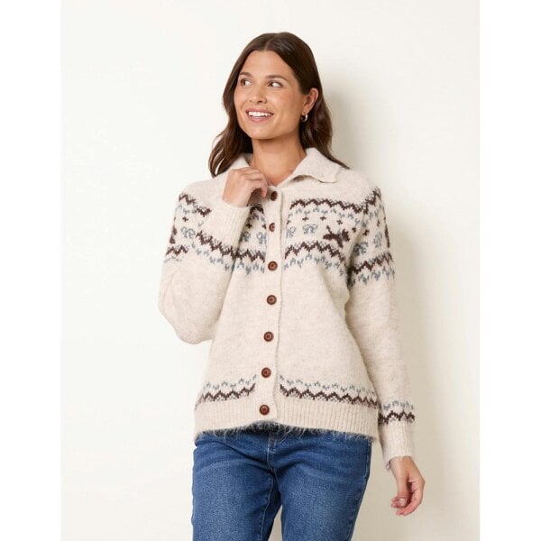 Blue Vanilla Fair Isle Button Up Cardigan