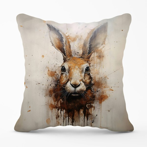 Warren Reed Watercolour Hare Face Cushions