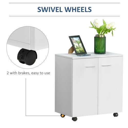 HOMCOM Mobile Sideboard Cabinet with 2 Doors and Internal Shelf, White