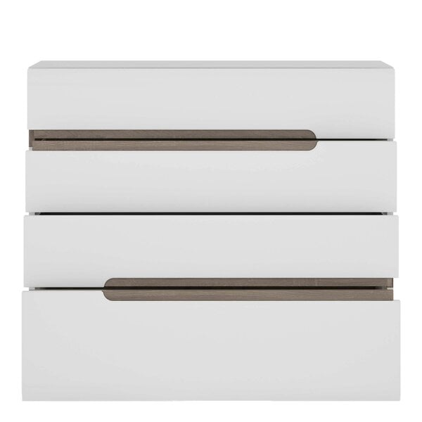 Wyld Haus Foxwhisk 4 Drawer Chest White and Truffle Oak Wood