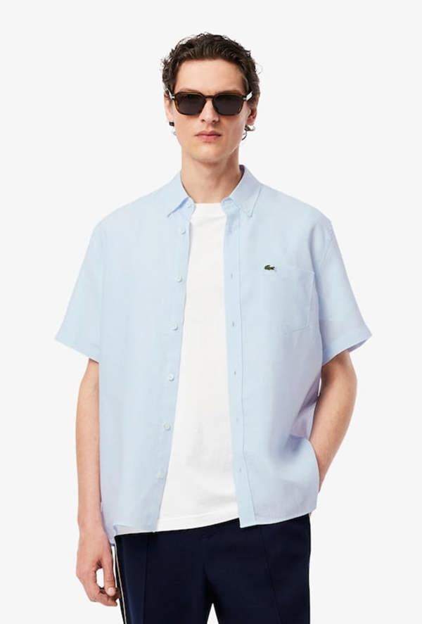 Lacoste Men's Short Sleeved Linen Shirt