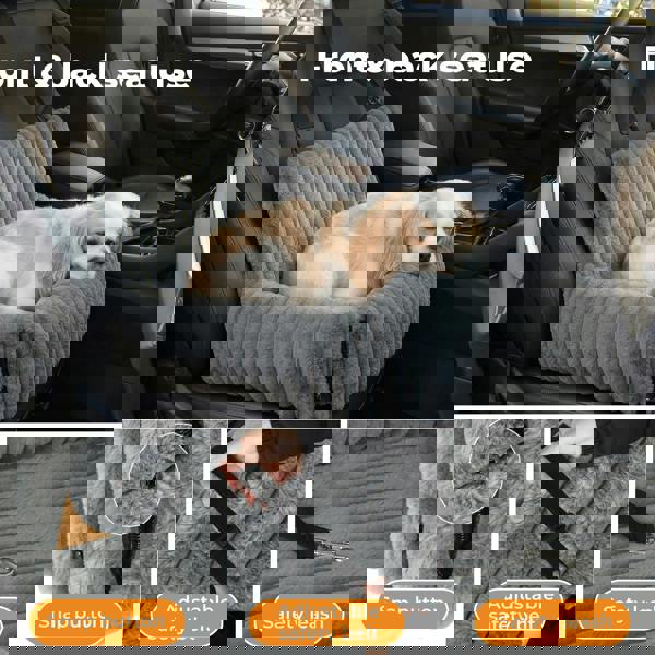 Skylos Dog Car Seat Booster Bed Carrier Memory Foam Travel Pet Seat Dark Grey