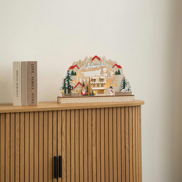 Samuel Alexander 43cm Wooden Christmas Candle Bridge LED Village Decoration
