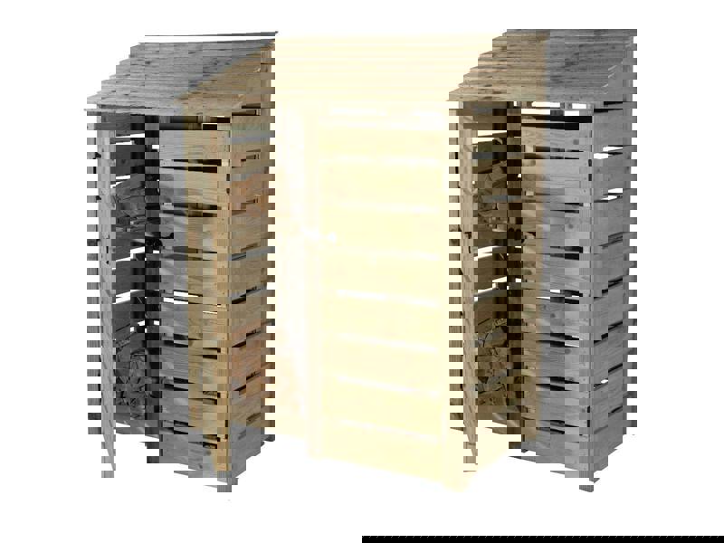 Arbor Garden Solutions Slatted Wooden Log Store with Door and Shelf W-146cm, H-126cm or 180cm, D-88cm
