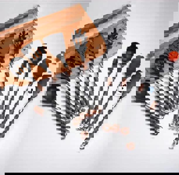 Anygleam 12-Piece Nonstick Kitchen Utensil Set – Black Cooking Tools with Gold-Plated Handles, Heat-Resistant, Includes Storage Box