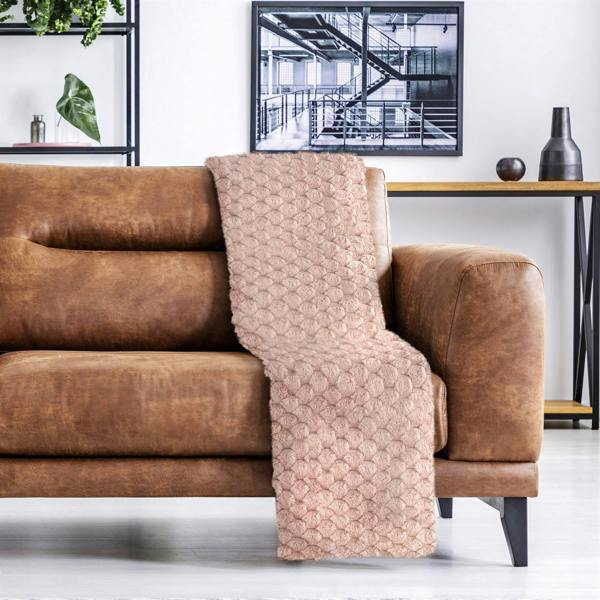 Lush Faux Rabbit Fur Blush Throw 127x152cm