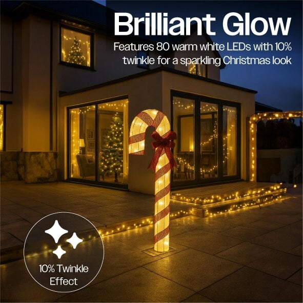 Scotts of Stow Xmas Haus 150cm Festive Christmas Outdoor LED Candy Cane Walking