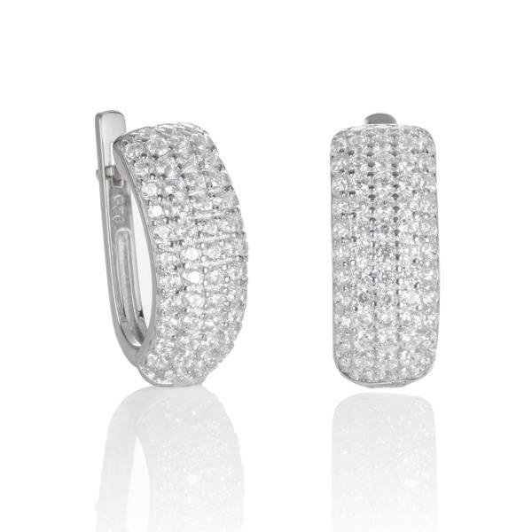 Sterling Silver Pave Hoop Earrings for Women - namana.london