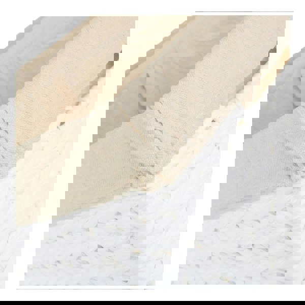 White Paper Rope Rectangular Storage Basket with White Cotton Lining