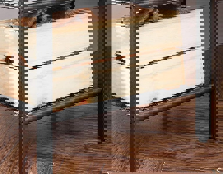 Modcraft Set of 2 Industrial Side Tables – Rustic Brown & Black Nightstands with Adjustable Mesh Shelves