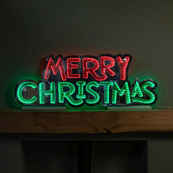Samuel Alexander 1m Light up Merry Christmas Infinity Light Decoration with Red and Green LEDs