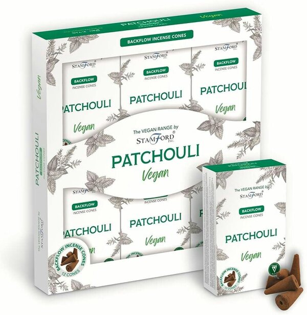 Stamford Vegan Patchouli Backflow Incense Cones, 6 packs x 12 cones