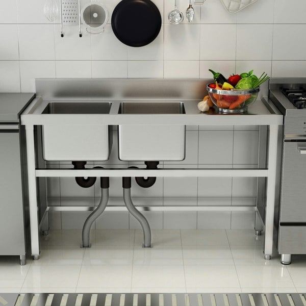 4ft Stainless Steel Kitchen Commercial Sink with Drinboard Kitchen Sinks Living and Home Right Drinboard