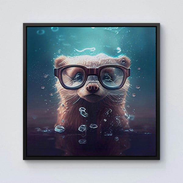 Warren Reed Ferret Splash Art Water Framed Canvas