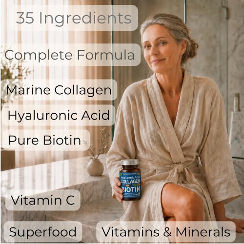 Dietapplements Marine Collagen, Hyaluronic Acid, Biotin, Vitamins, Minerals & Superfood - 35 Ingredients