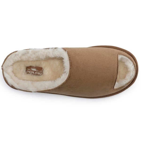 VIVA Polar Womens Fur Lined Slide Slippers – Suede Upper, Cozy Faux Fur