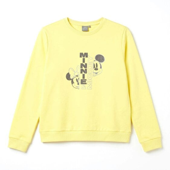 Onomato! Women's Mickey & Minnie Mouse Jumper 100% Cotton French Terry Size XS Yellow