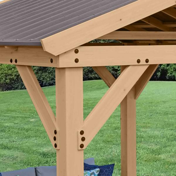 Yardistry Wooden Pavilion 10ft x 10ft (3m x 3m), Meridian Series 3m x 3m Wooden Gazebo 3