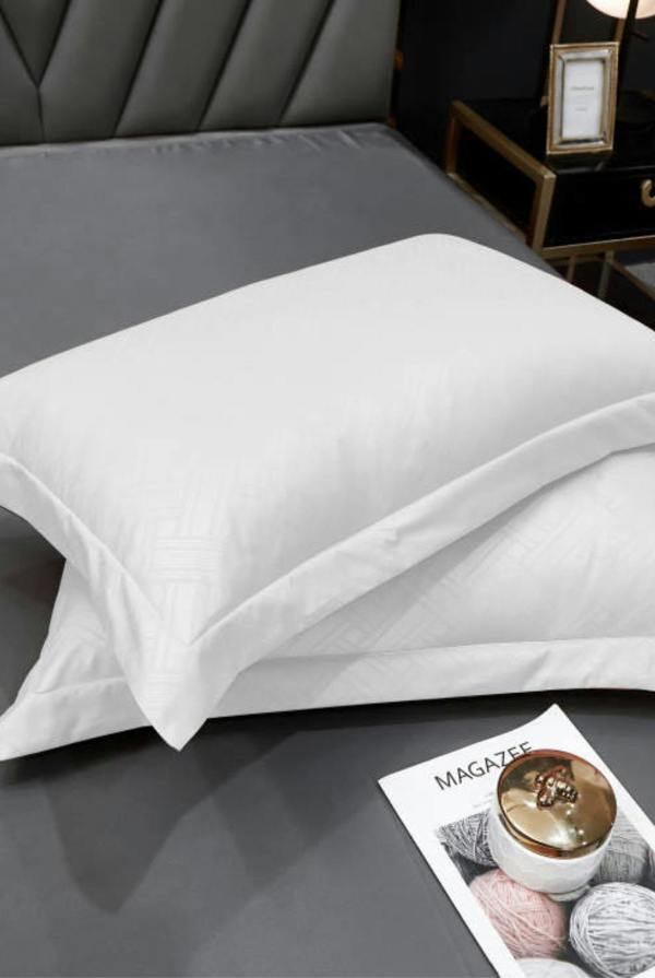 100% Egyptian Cotton White Oxford Pillowcase Set
