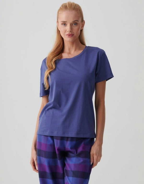 British Boxers Women's Organic Cotton Scoop Neck T-Shirt - Purply Blue