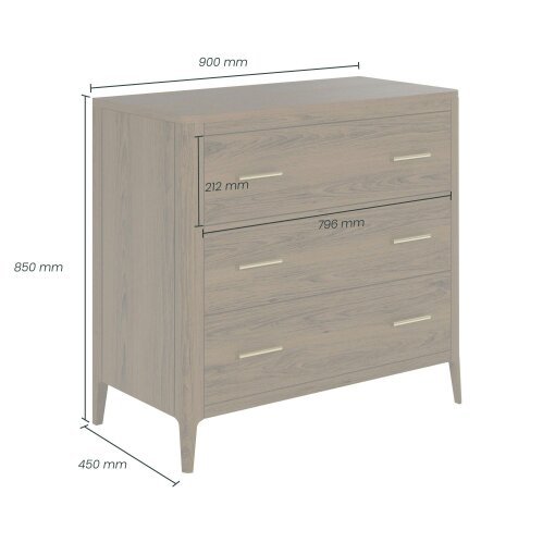 Wyld Haus Siena Walnut Oak and Brass 3 Drawer Chest