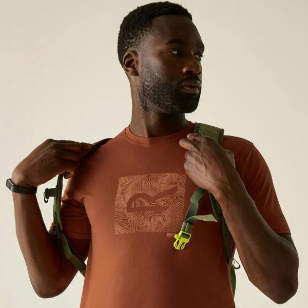 Regatta Mens Fingal Abstract Stretch Logo T-Shirt - Rooibos Tea - 