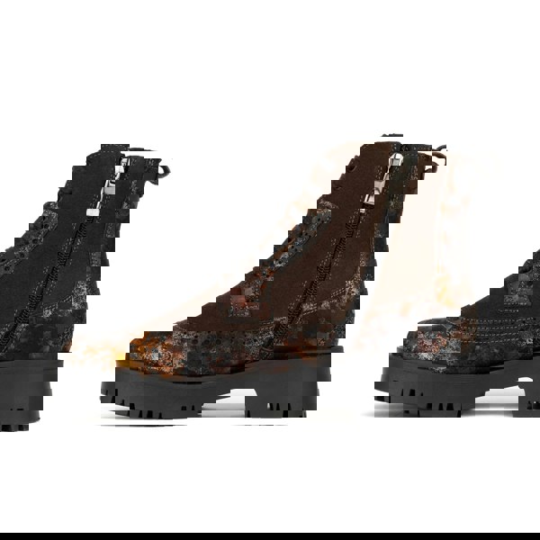 Embassy London Hatter Platform - Brown Metal - Women's Leather and brushed nubuck suede Ankle Lace-up Boot with chunky cleated sole