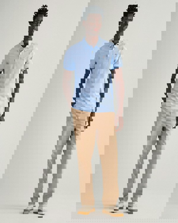 GANT Mens Regular Fit Short Sleeve Shield Logo Pique Polo NOS - 468 Capri Blue