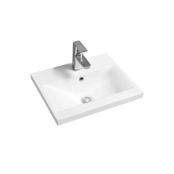 Limoge 5004 Ceramic 51cm Mid-Edge Inset Basin with Dipped Bowl