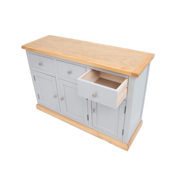 Cabinet Bits Bomporto Light Grey 3 Drawer 3 Door Sideboard Chrome Knob