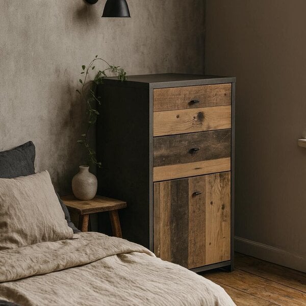Wyld Haus Willowmere Vintaeg Wood Chest Storage Cabinet 2 Drawers 1 Door