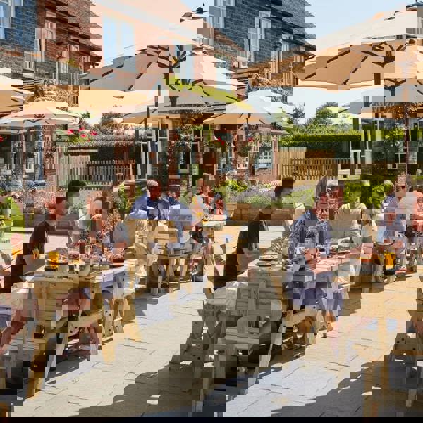 Arbor Garden Solutions Victoria Space Saving Picnic Table and Benches Set With Backrest