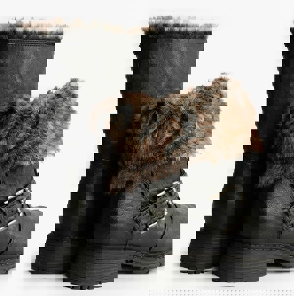 Cipriata ANDREANA Womens Faux Fur Fold Down Biker Boots Black