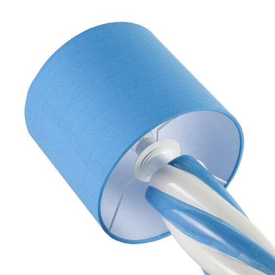 Happy Homewares Modern Spiral Twist Blue and White Table Lamp Ceramic Table Lamp