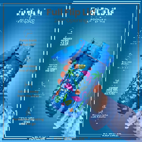 ION8 Leak Proof Kids Water Bottle, Recyclon, Flamingos, 350ml (12oz)