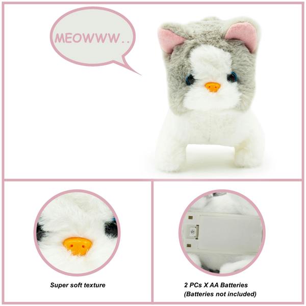 Pugs at Play Sasha Interactive Walking Cat Plush Toy