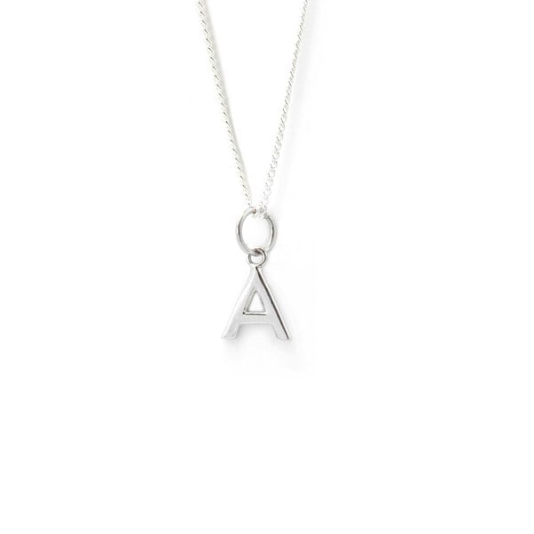 Say It With Dainty Block Initial Necklace - Sterling Silver