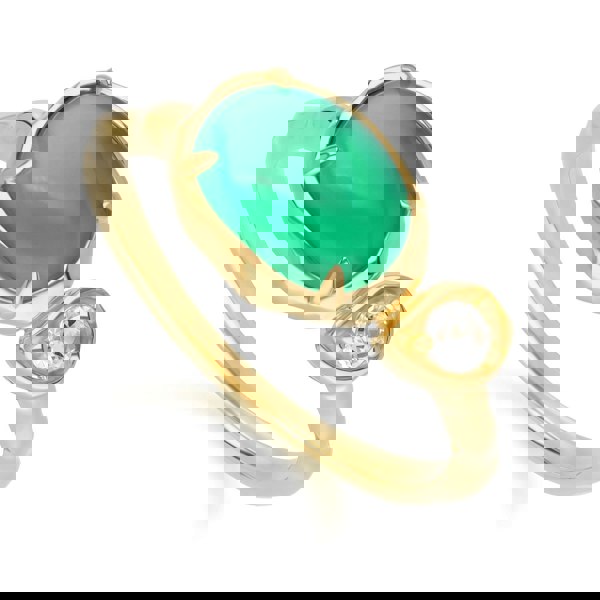 253R710301925 Irregular Oval Dyed Green Chalcedony & Topaz Ring In 18ct Gold Plated SterlIng Silver Side