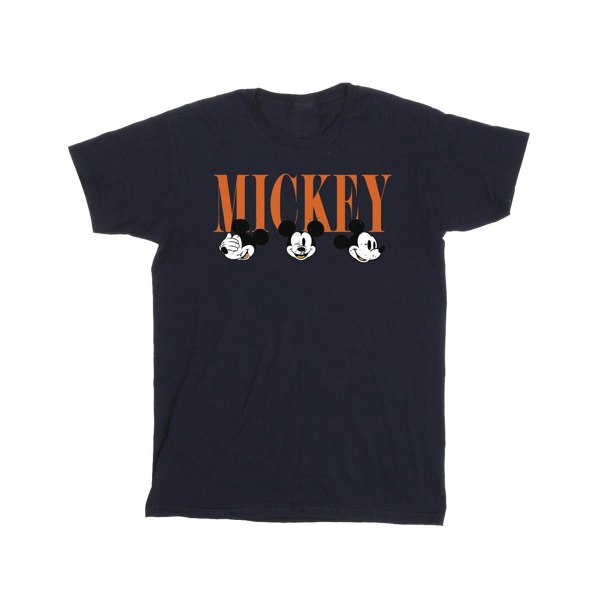 Disney Mens Mickey Mouse Faces T-Shirt - Navy Blue