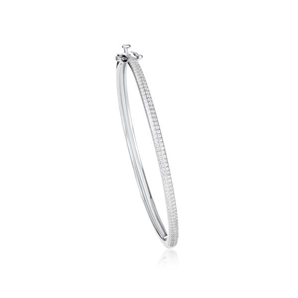namana 925 Sterling Silver Oval Bangle Bracelet For women With Cubic Zirconia