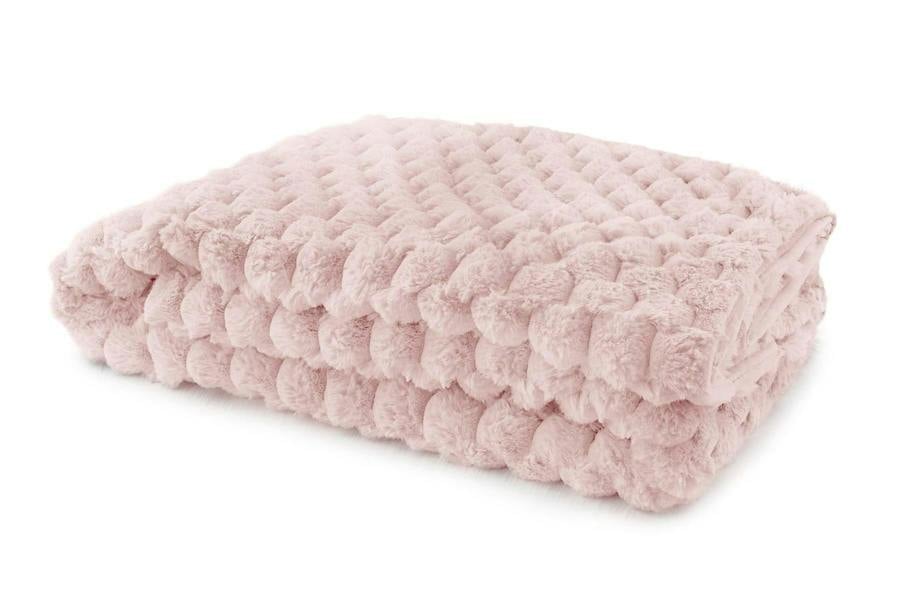 Lush Faux Rabbit Fur Blush Throw 127x152cm