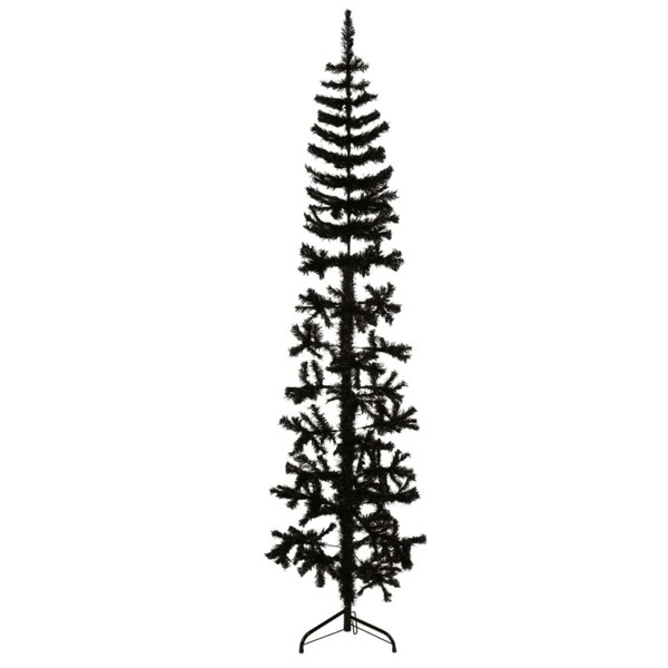 Berkfield Slim Artificial Half Christmas Tree with Stand Black 210 cm