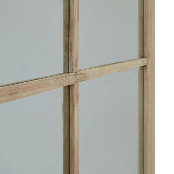 Wyld Haus Leaning Rustic Window Pane Wall Mirror with Natural Wood Frame
