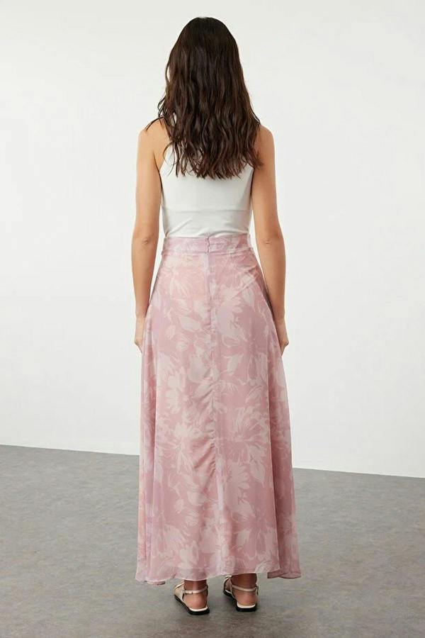 WOVCOR A-Line Flared Lined Chiffon Maxi Skirt