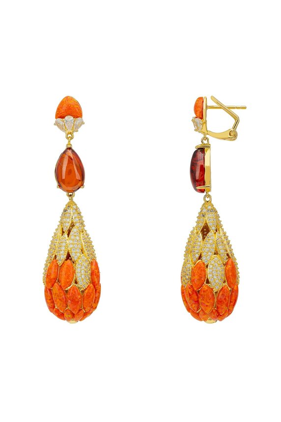 Latelita Carmen Fire Opal Drop Earrings Gold