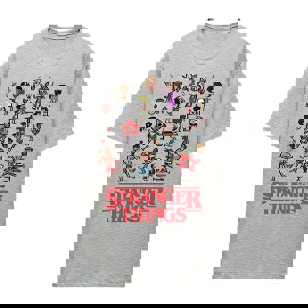 Stranger Things Womens Cartoon Character T-Shirt - Athletic Heather