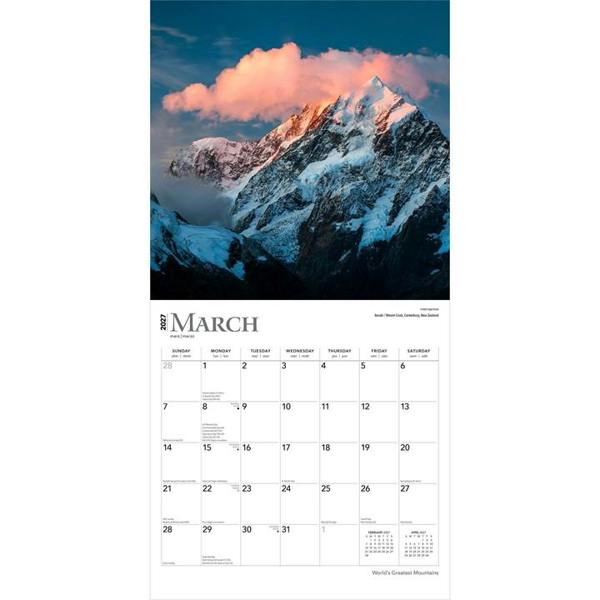 World's Greatest Mountains Calendar 2027, Wall Calendars, Month To View, Natural World, Gift